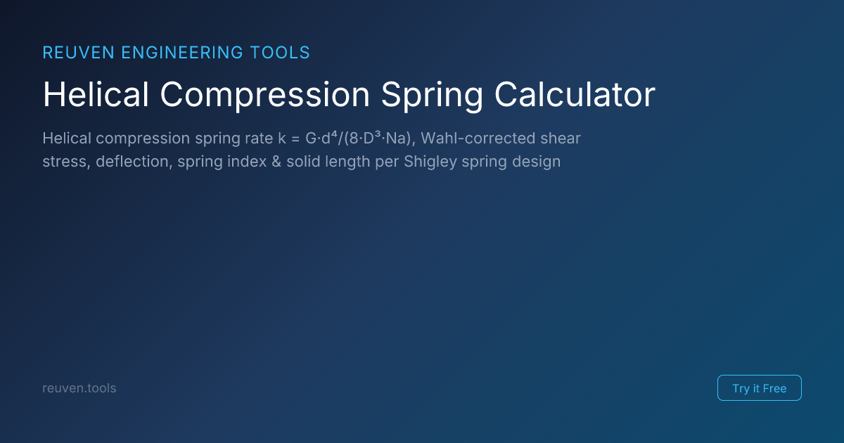 Helical Compression Spring Calculator | Reuven Engineering Tools