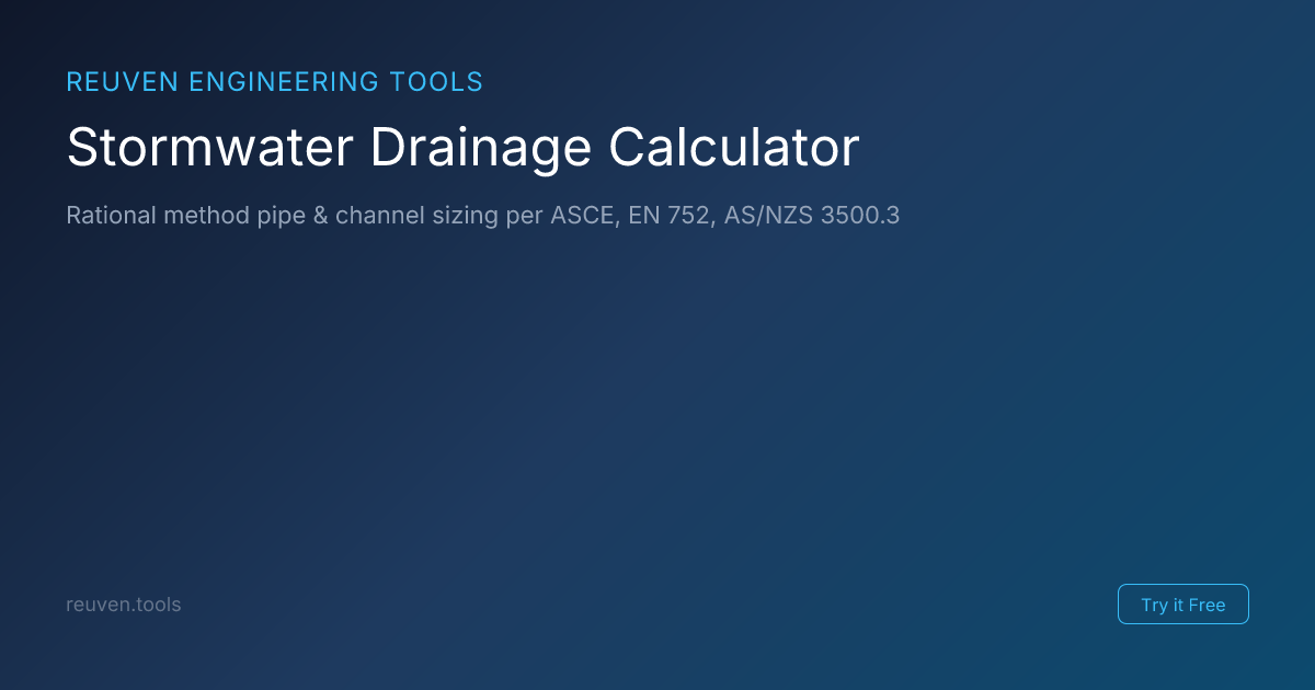 Stormwater Drainage Calculator - Rational Method Pipe Sizing | Reuven ...
